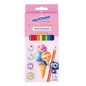 Карандаши цветные 12цв. ЮНЛАНДИЯ трехгран....